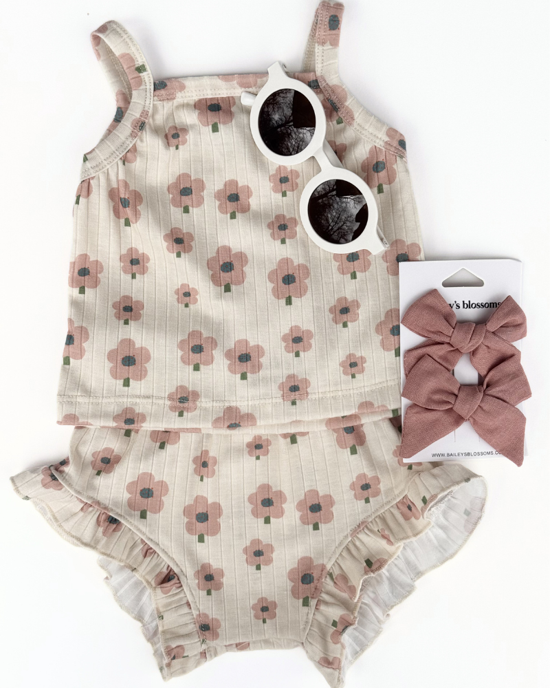 Luna Top & Bloomer Set - Blush Daisy