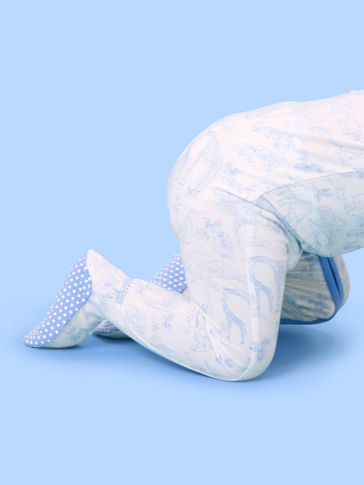 SoftSnooze™ Baby Cotton Modal Periwinkle Blue Safari Toile Footed One Piece Pajama