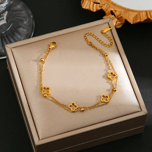 18K STAINLESS STEEL TARNISH FREE CLOVER BRACELET | 40B5174