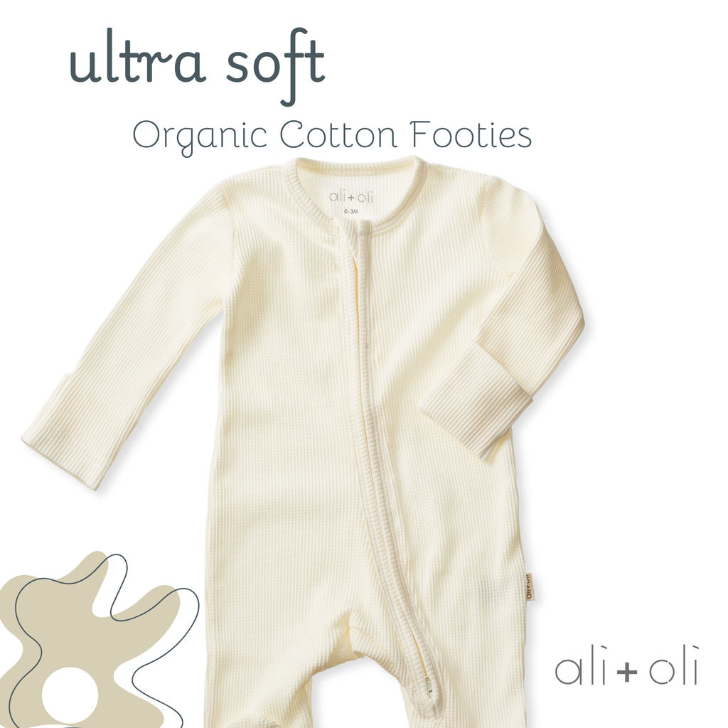 Baby Footie 2-Way Zipper – Organic Cotton Waffle Knit