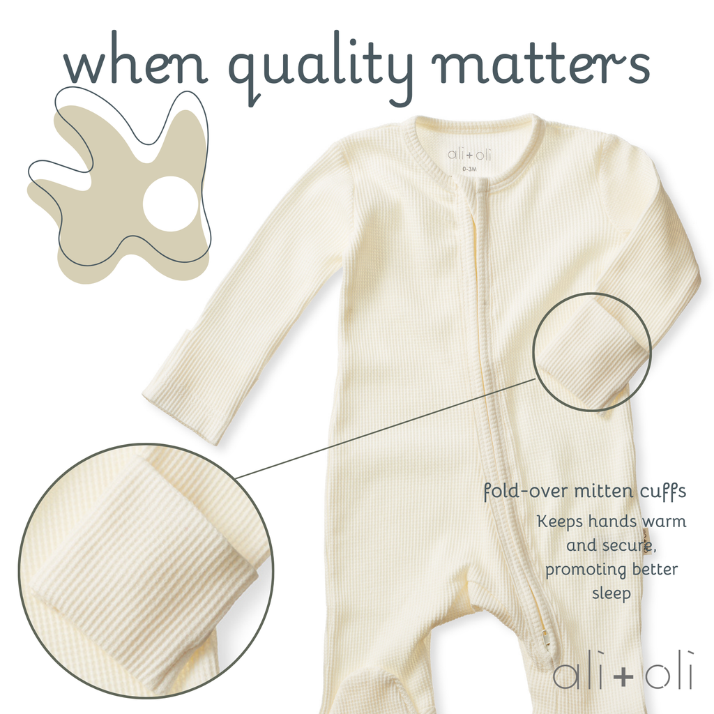 Baby Footie 2-Way Zipper – Organic Cotton Waffle Knit