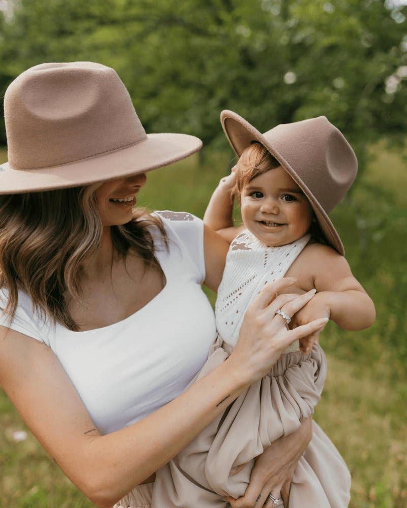 Mommy and Me Bordeaux Flat Brim Hats