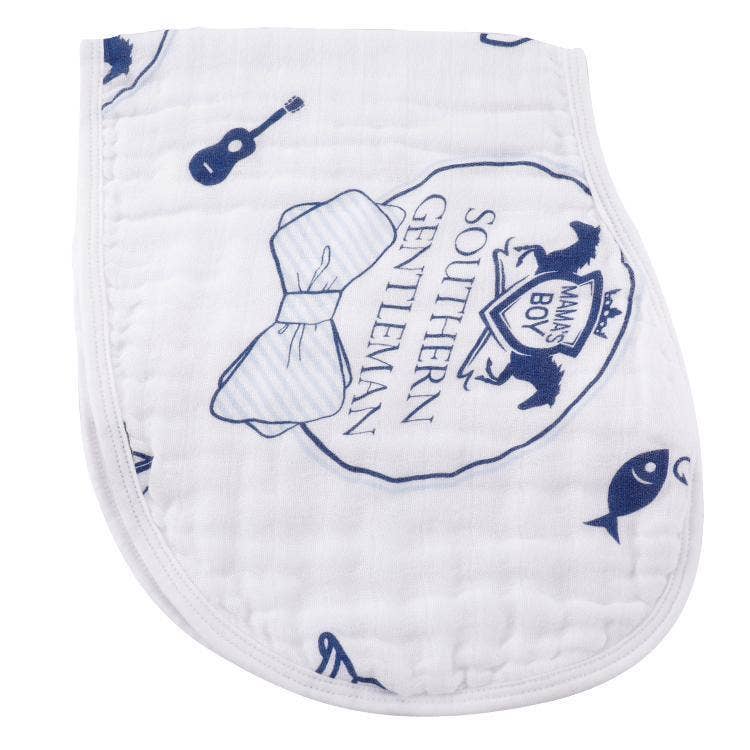 Southern Gentleman Baby Burp Cloth and Bib 2 in 1  Soft Bamboo Organic Cotton Combo