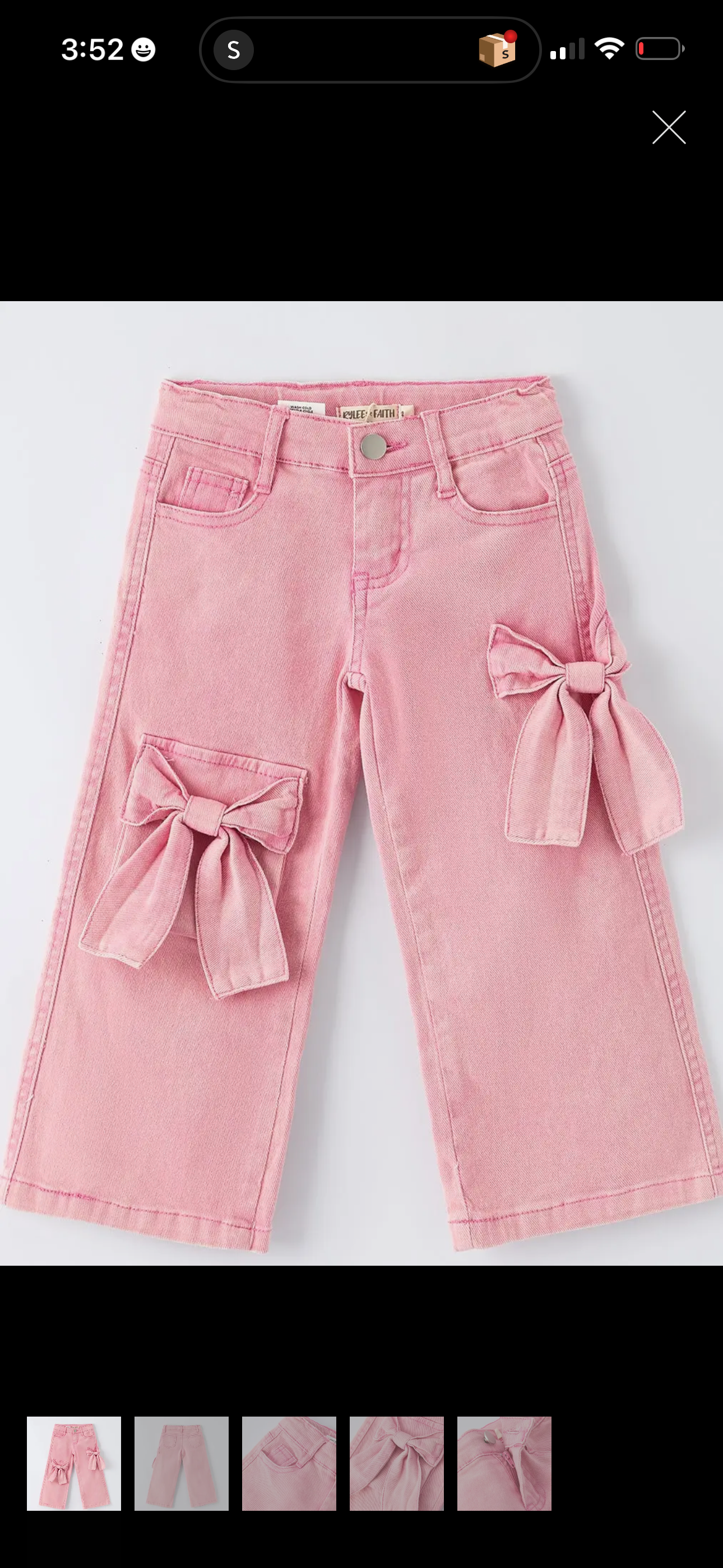Pink denim with bows pants