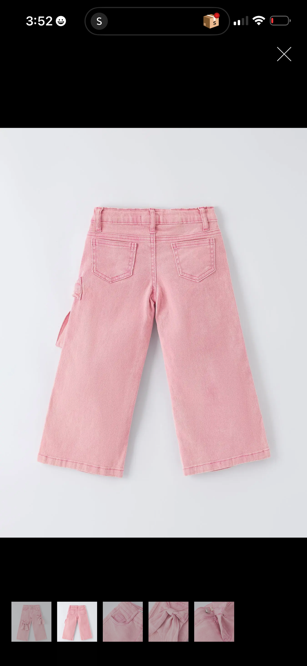 Pink denim with bows pants