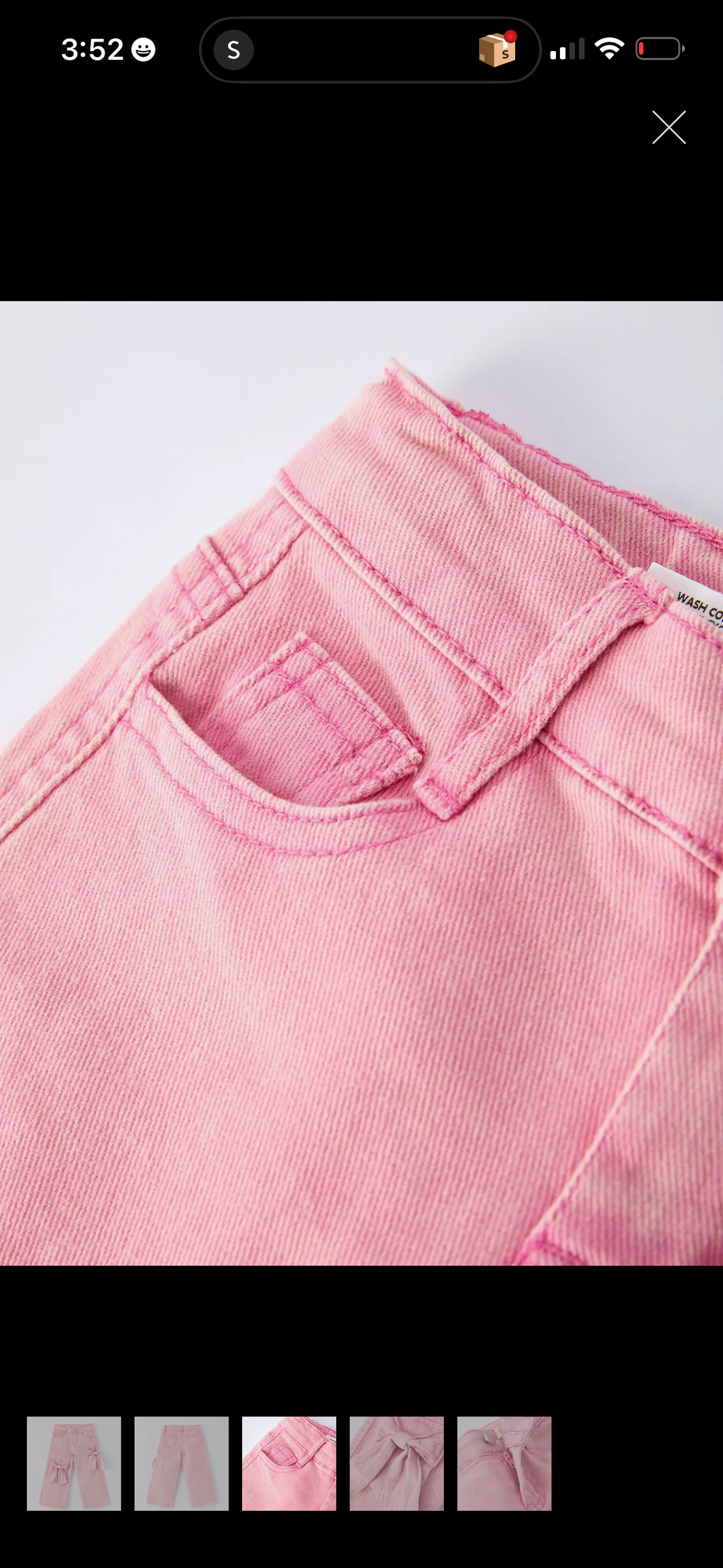Pink denim with bows pants