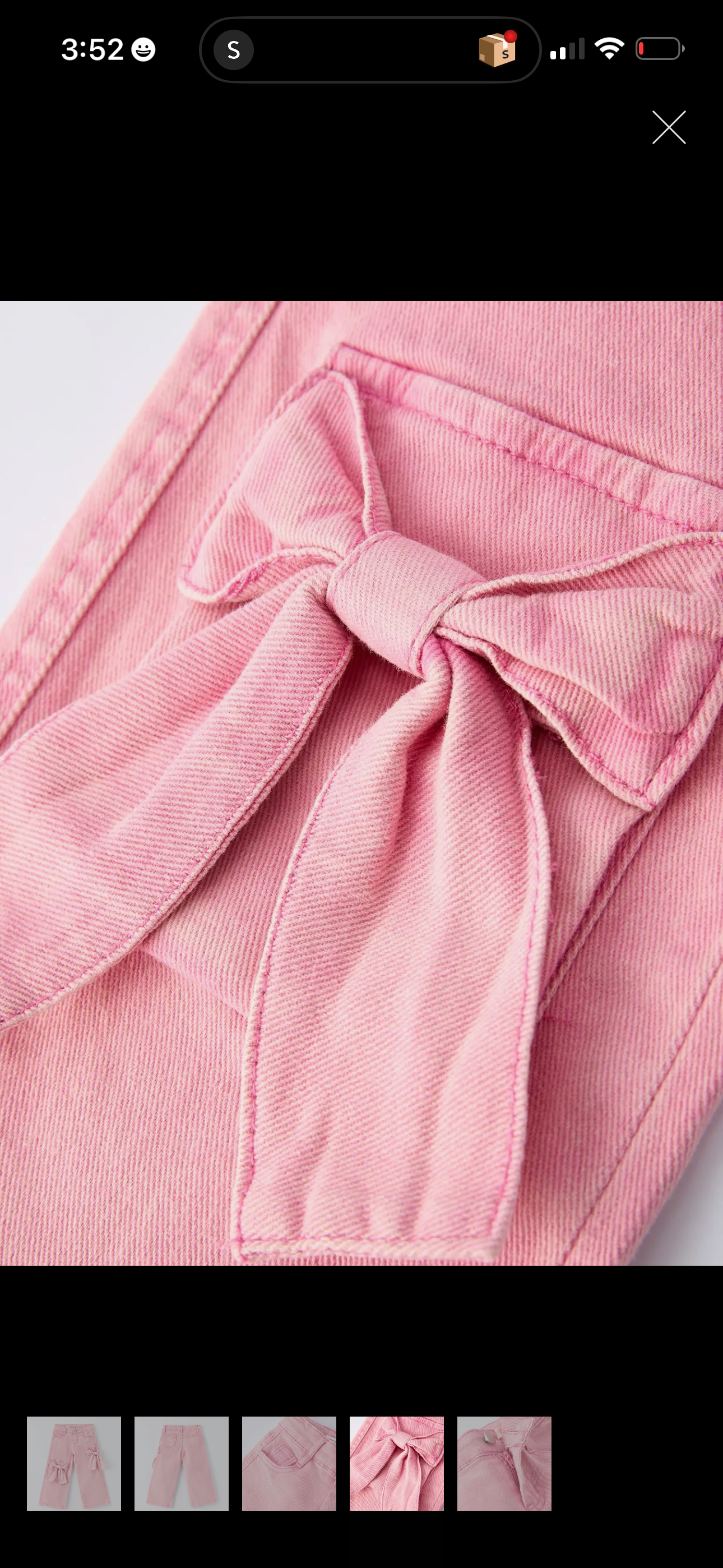Pink denim with bows pants