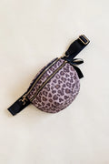 Cheetah side purse with multi zippers