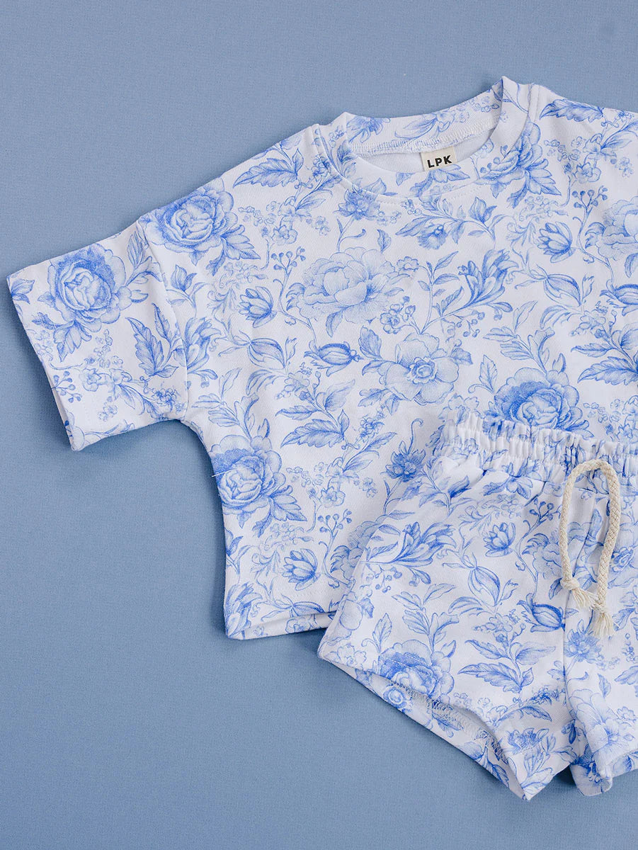 Floral 2 pc short set lucky panda kids