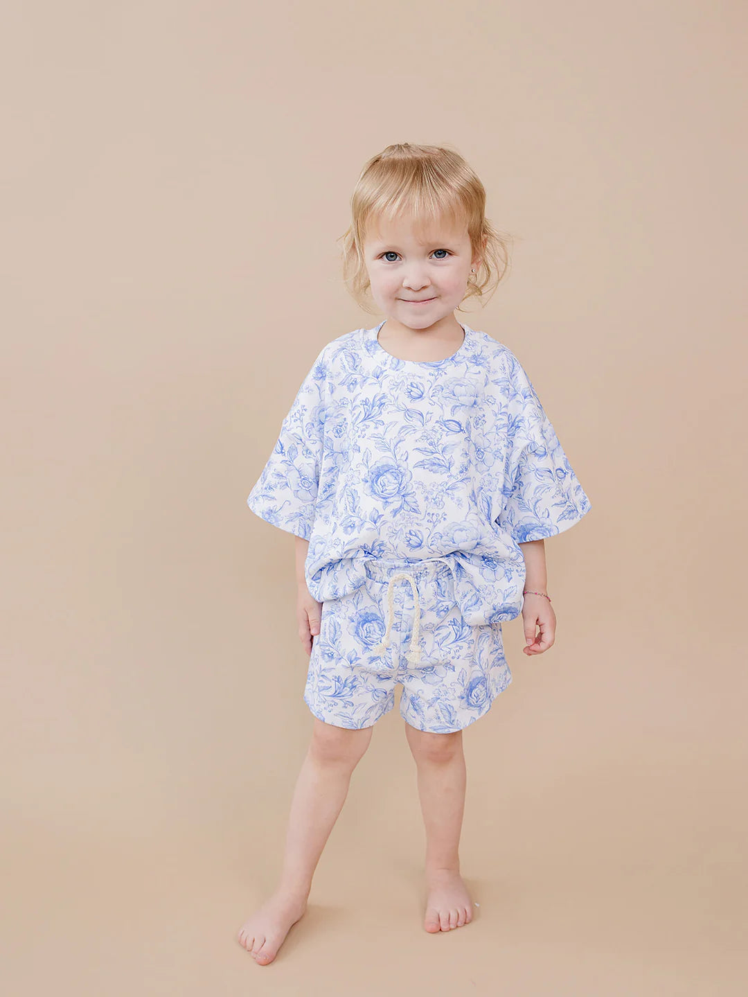Floral 2 pc short set lucky panda kids