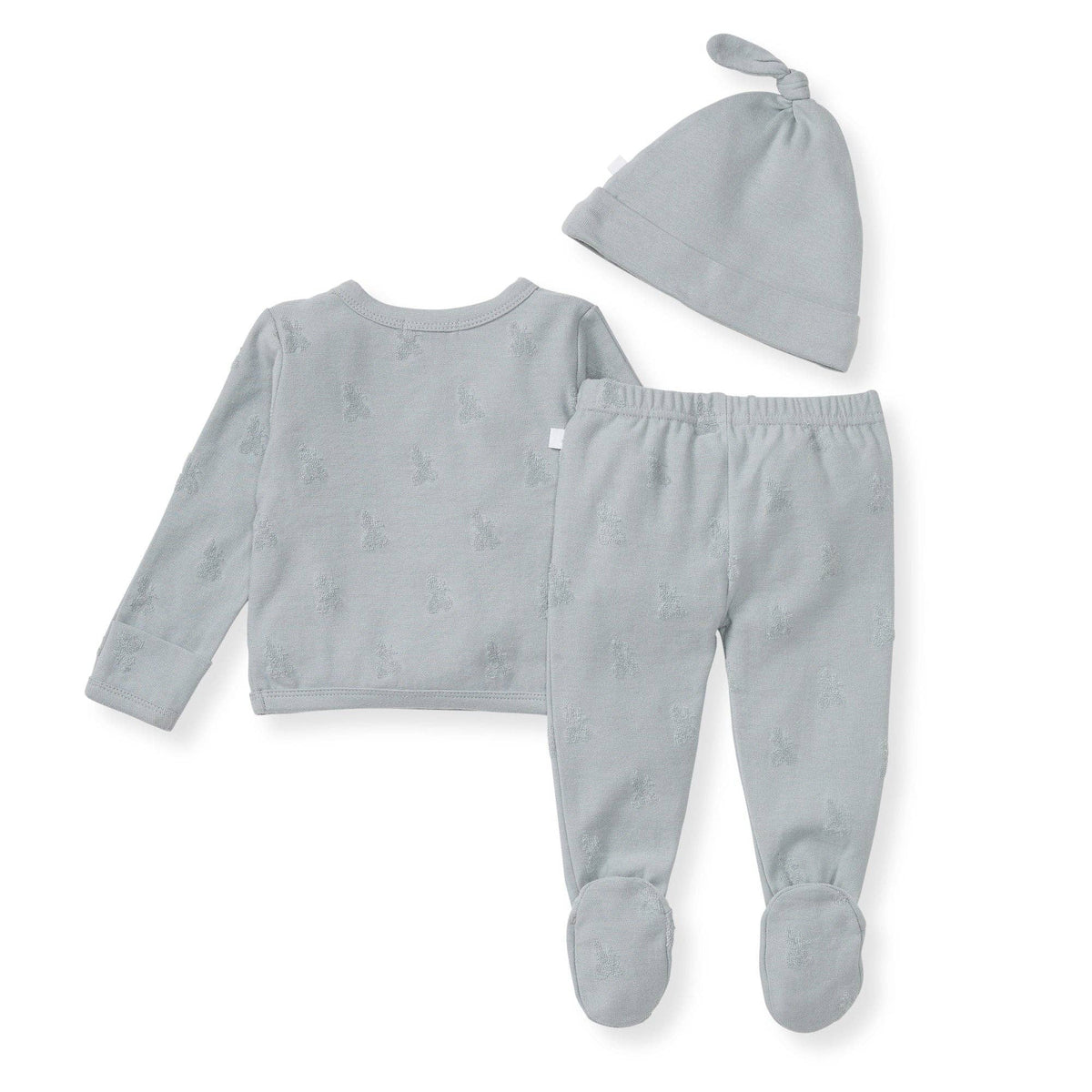 Organic Raised Terry Bee Baby Boy Take Me Home 3 Piece Set - Quarry