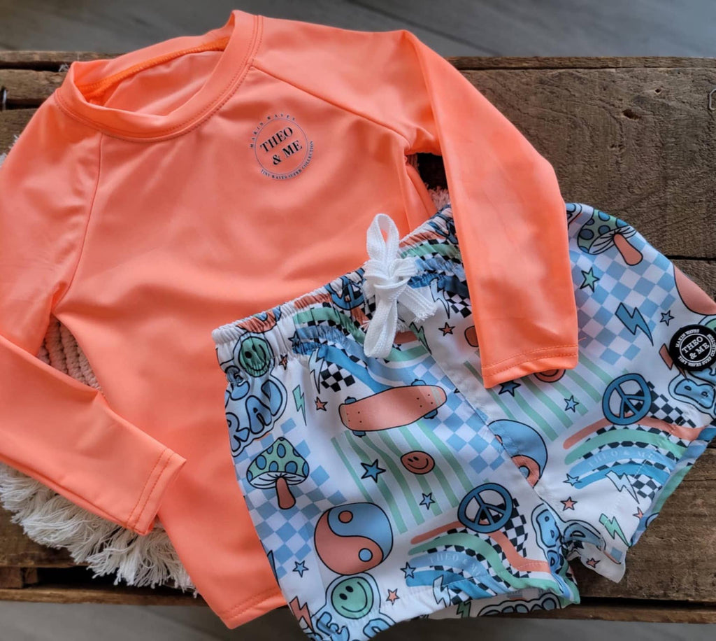 Boys Toddler Swim Trunks Swimsuit - Bright Colored Be Rad