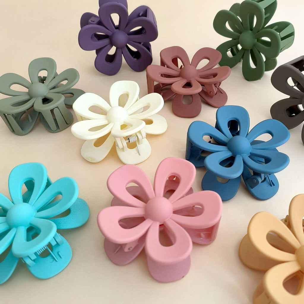 Matte Acrylic Flower Hair Claw Clip for Women_CWAHA07298