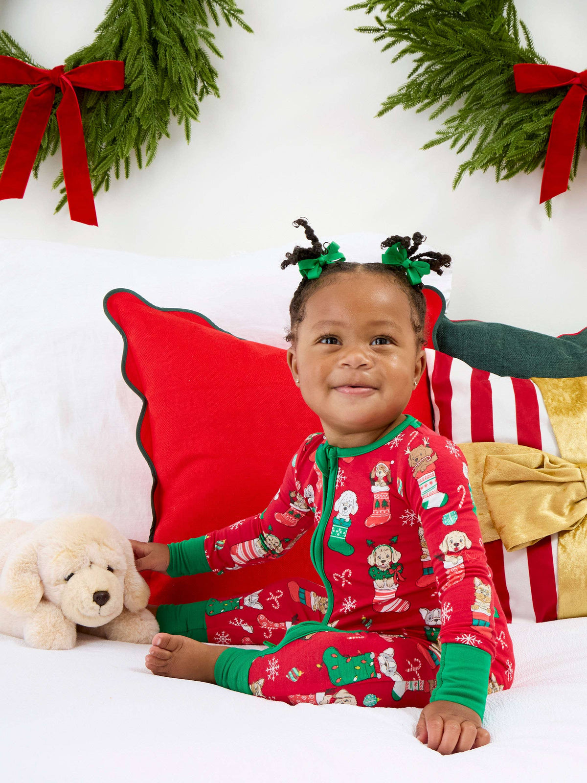 SoftSnooze™ Baby Bamboo Viscose Christmas Stocking Puppers Convertible One Piece Footie Pajama