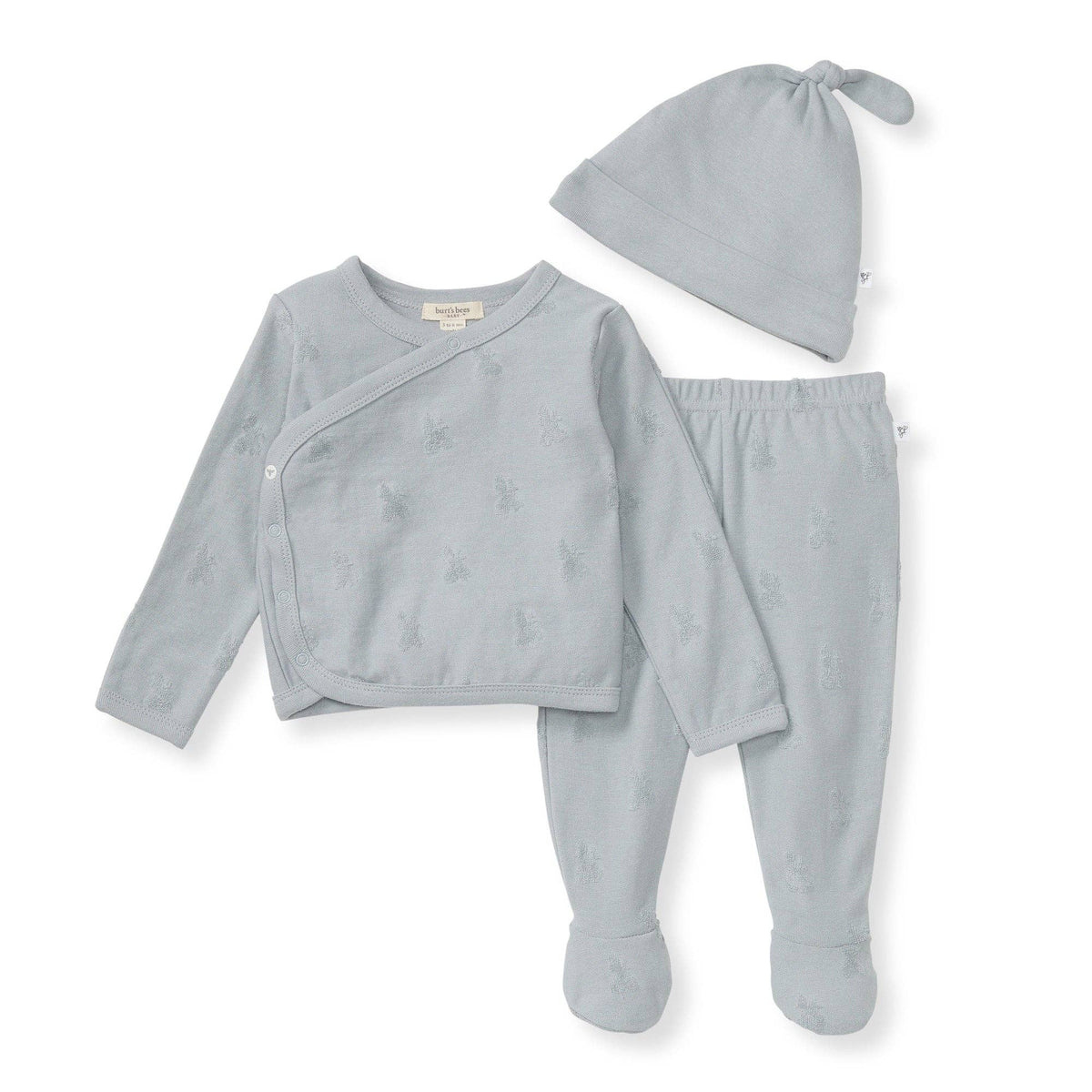Organic Raised Terry Bee Baby Boy Take Me Home 3 Piece Set - Quarry