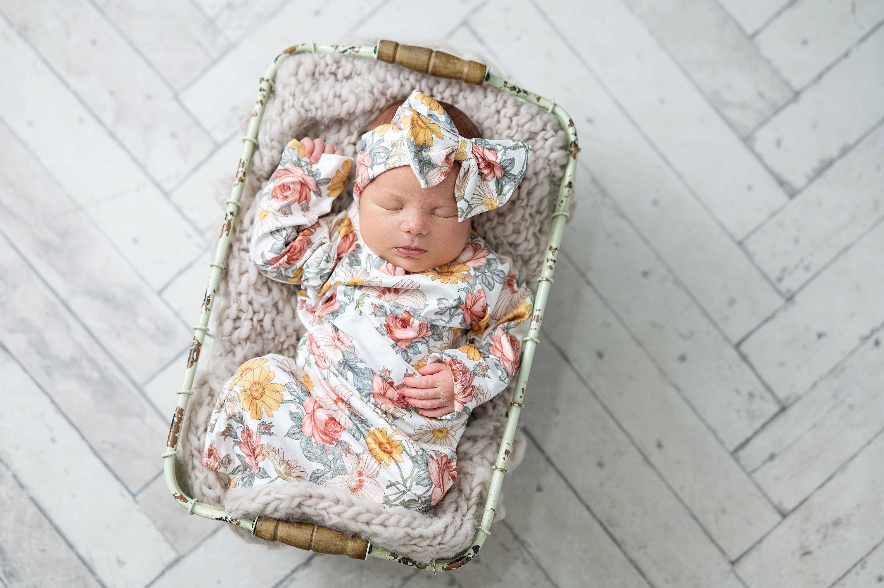 Infant Girls Botanical Ecru Baby Gown