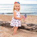 Flag Print Bamboo Peplum Top Bike Shorts 4th of July Girl