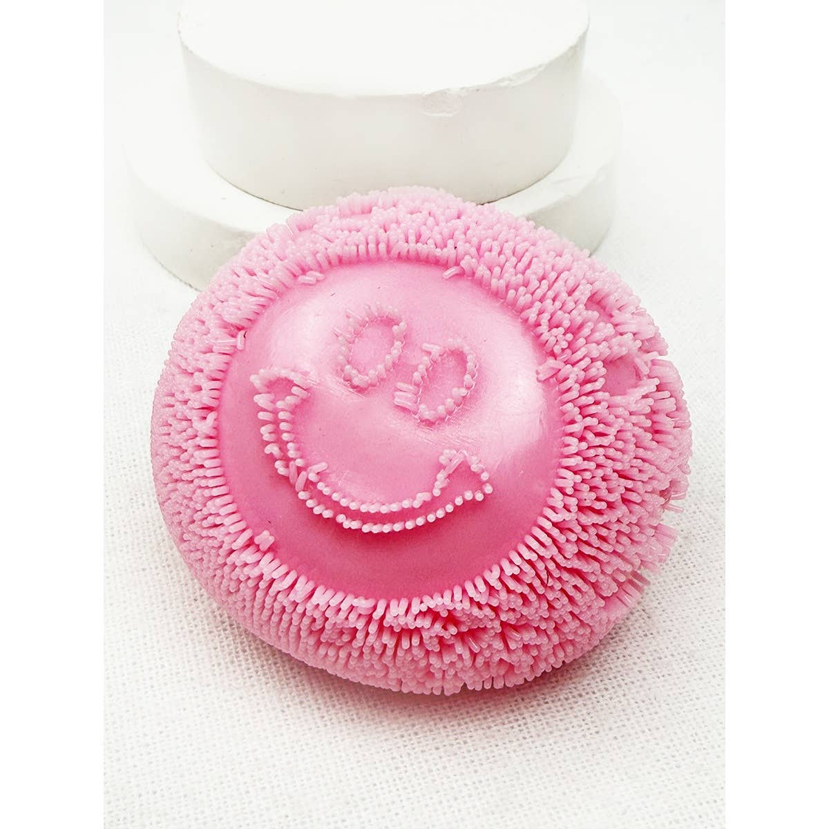 Super soft fuzzy smile face stress ball