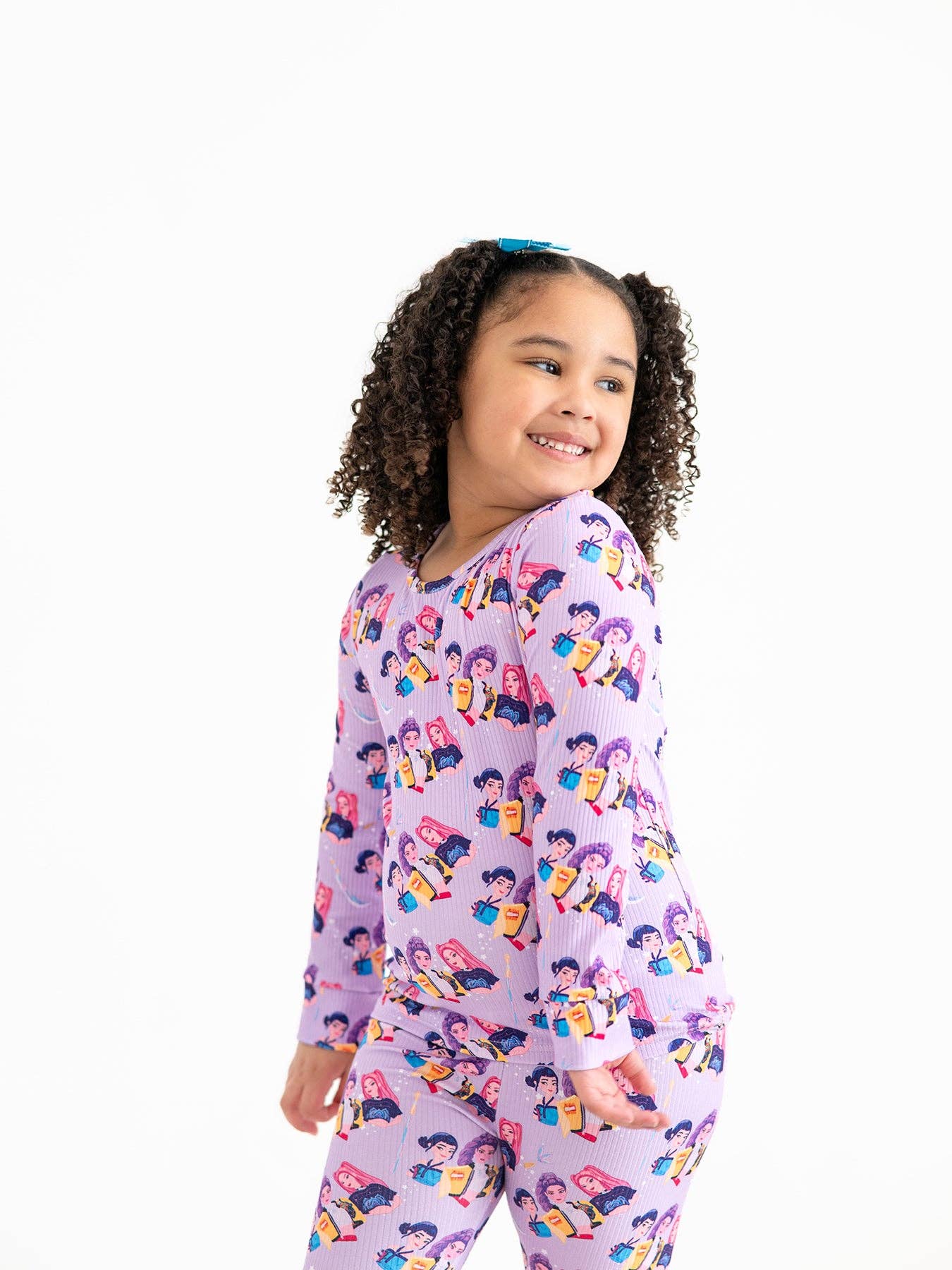 Girls Purple Print Long Sleeve Lounge Set