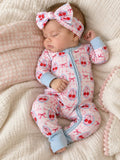 2-Way Zip Romper, Coquette Cherries