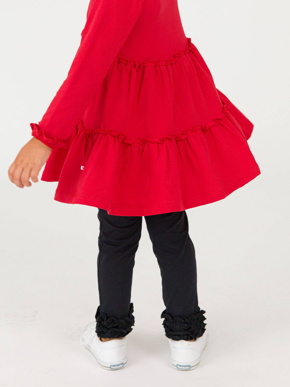 Girls Black Ruffle Leggings
