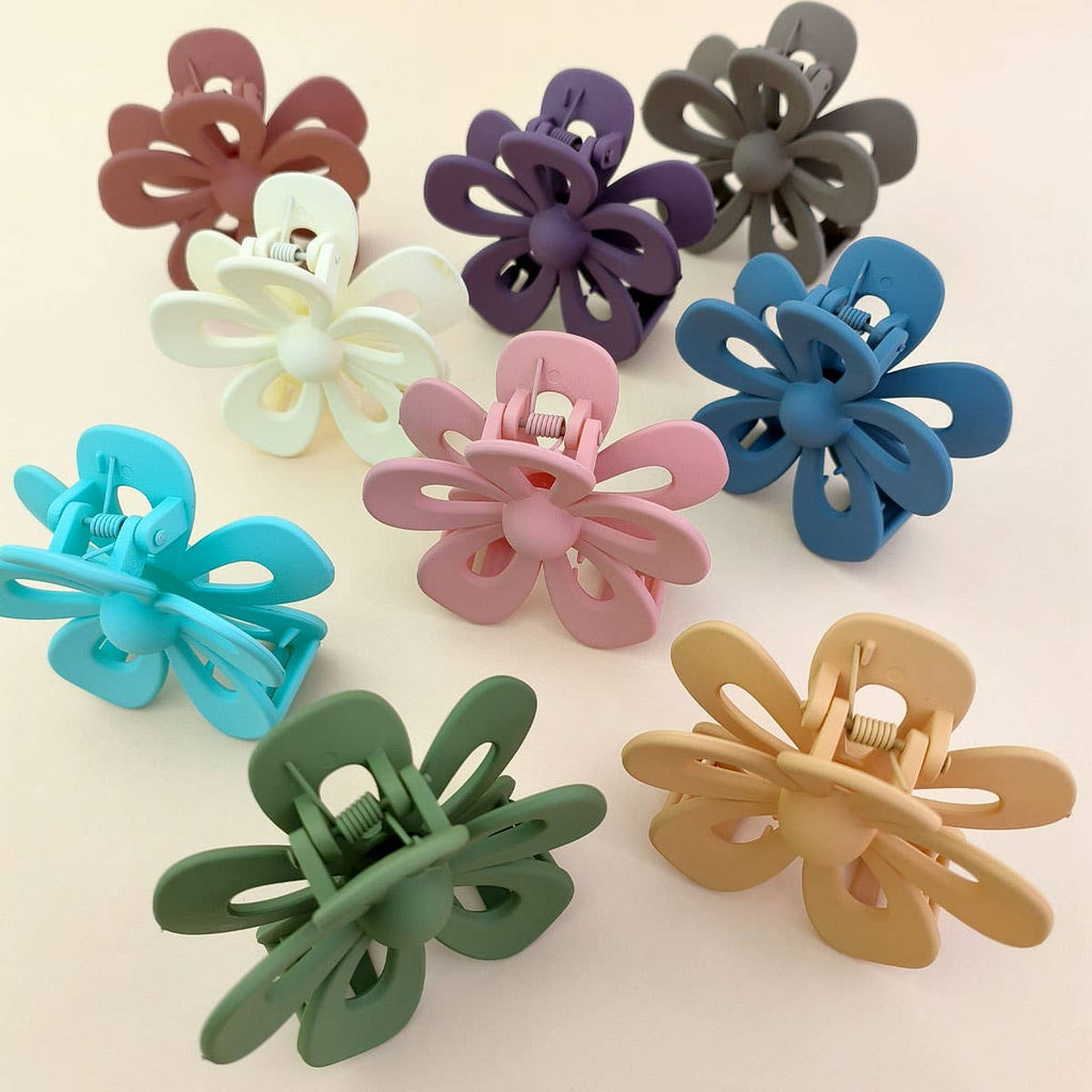 Matte Acrylic Flower Hair Claw Clip for Women_CWAHA07298