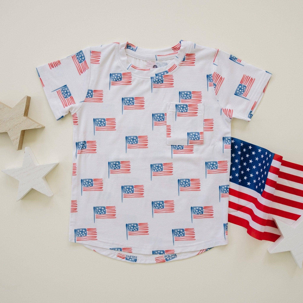 Flag Bamboo Pocket Tee & Shorts 4th of July Clothes Outfit