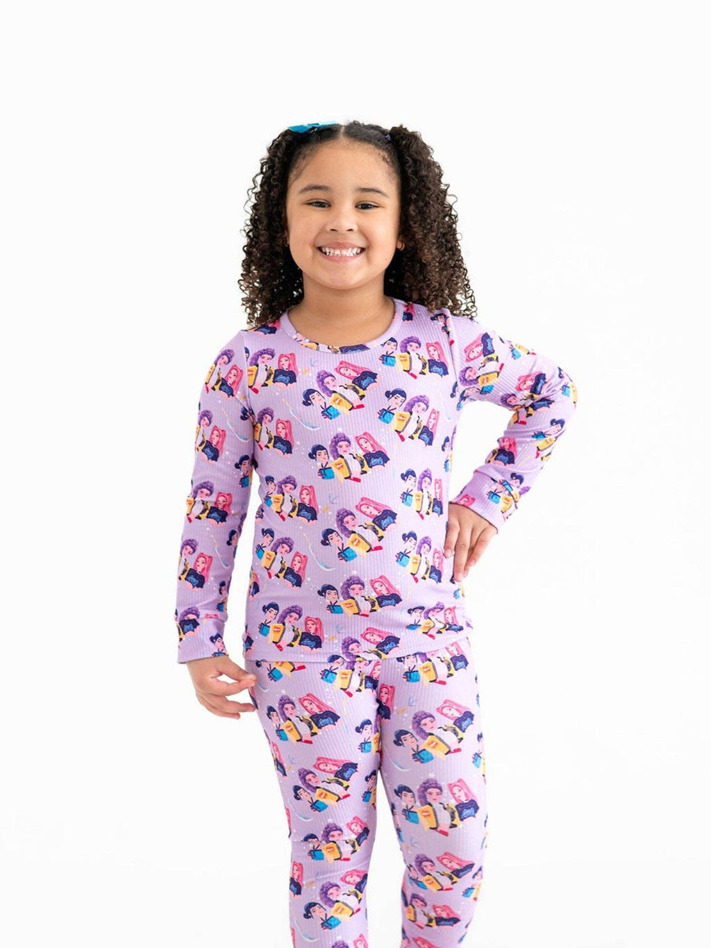 Girls Purple Print Long Sleeve Lounge Set
