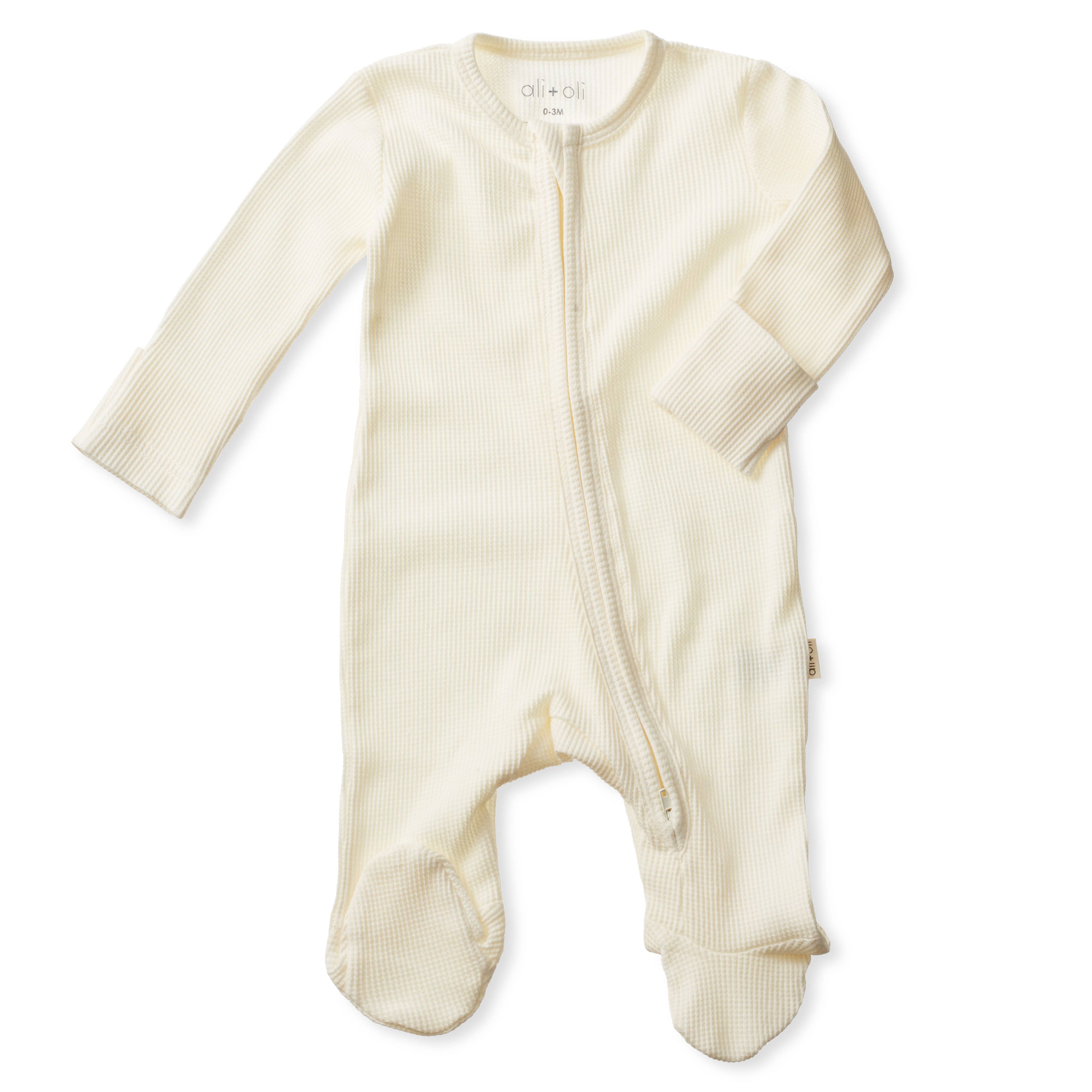 Baby Footie 2-Way Zipper – Organic Cotton Waffle Knit
