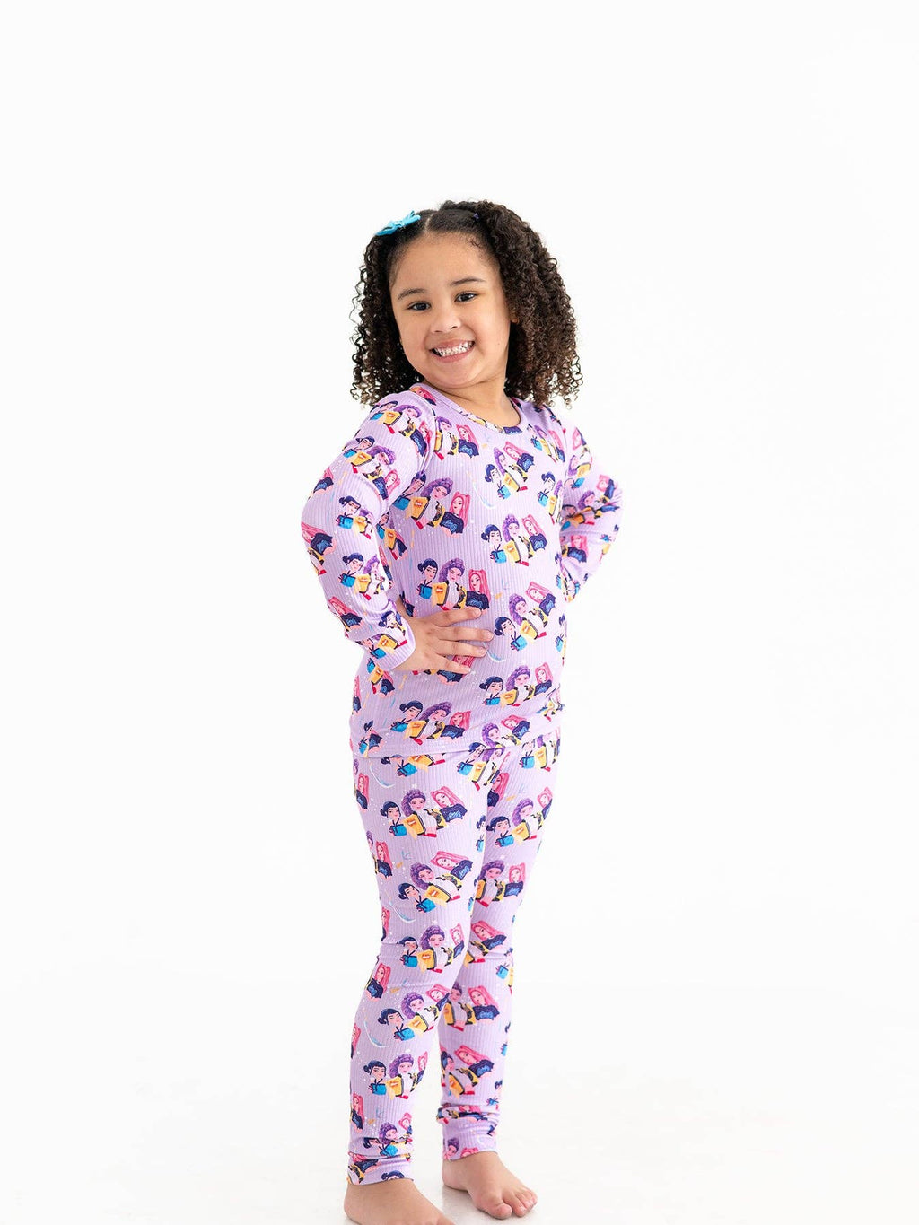 Girls Purple Print Long Sleeve Lounge Set