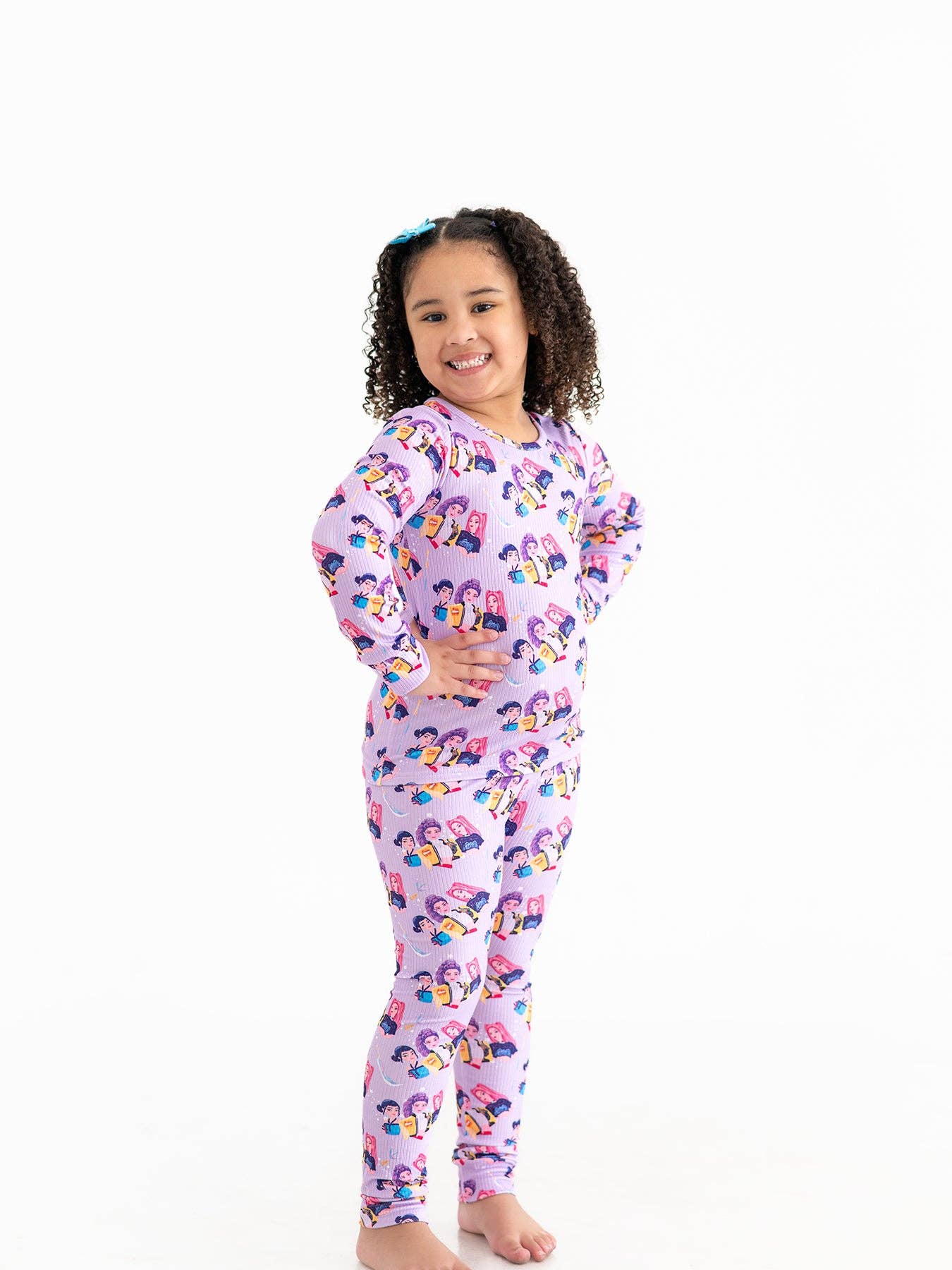 Girls Purple Print Long Sleeve Lounge Set