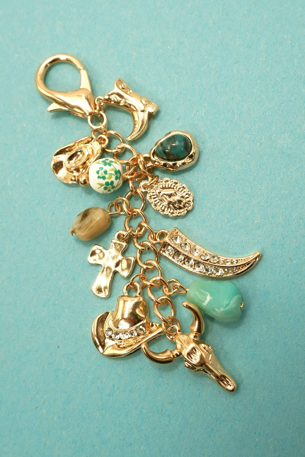 WESTERN PORCELAIN CROSS BOOT COWBOY HAT BAG CHARM | 80K010