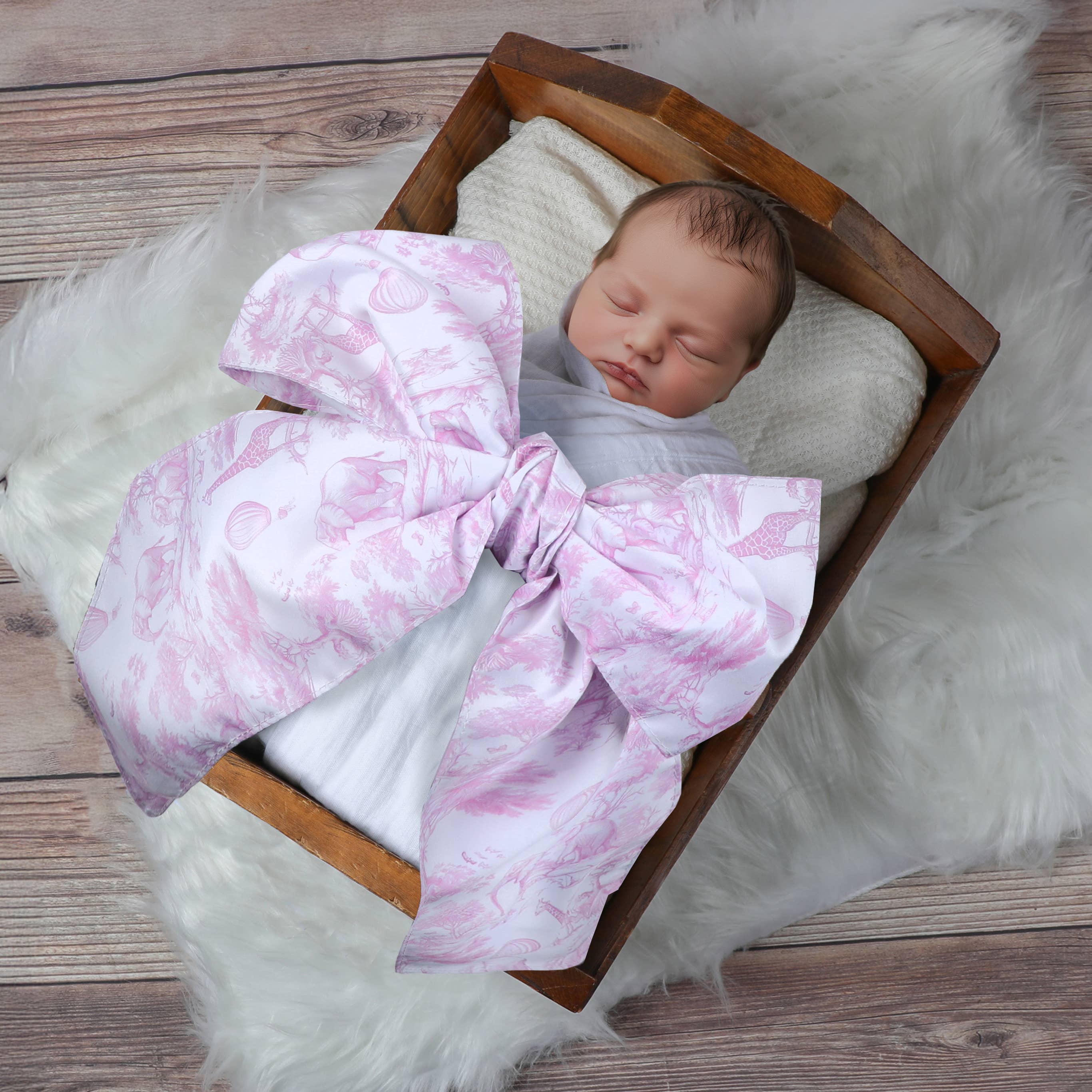 Newborn Swaddle Sash Maternity Sash Toile de Jouy Safari