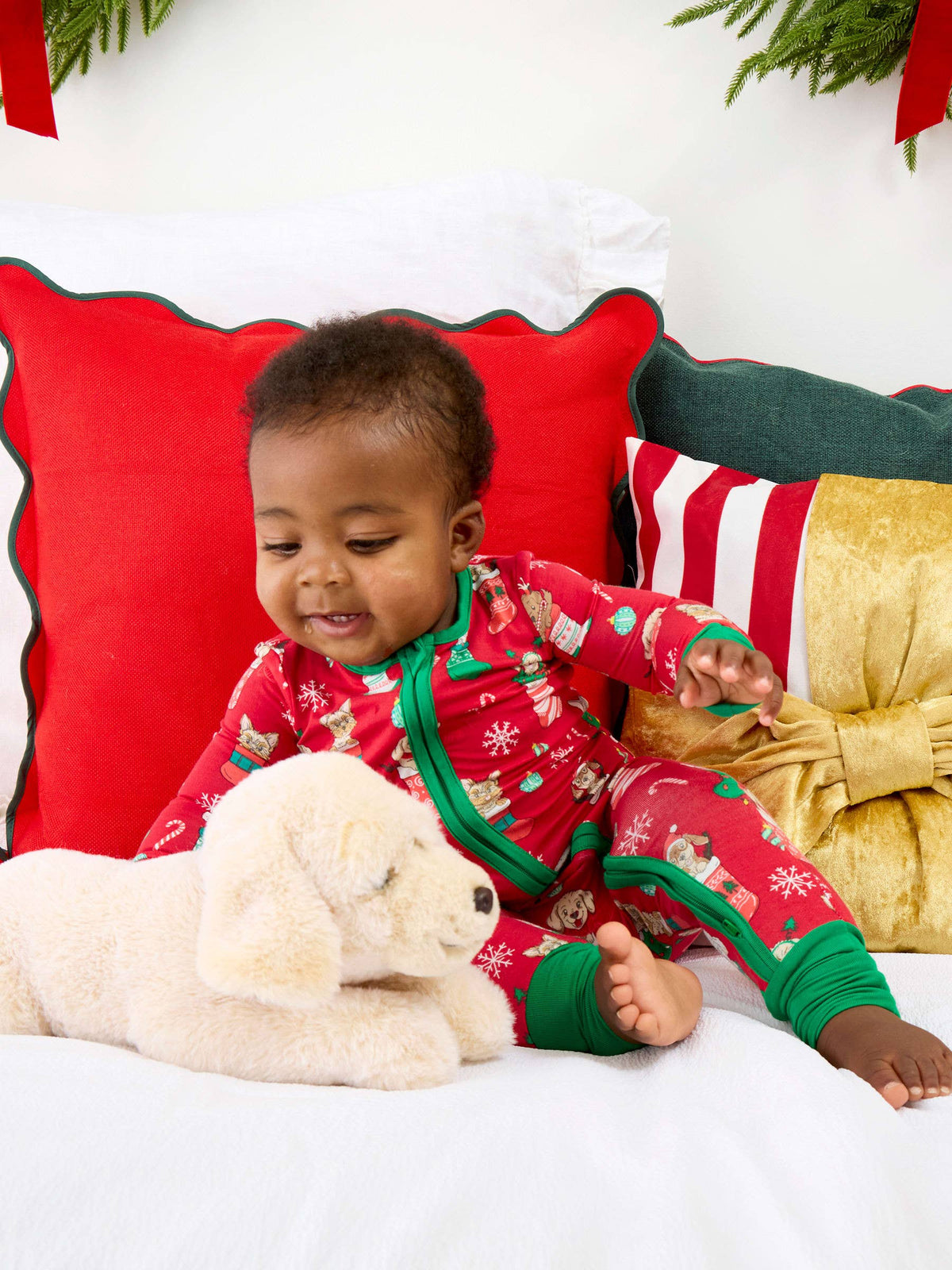 SoftSnooze™ Baby Bamboo Viscose Christmas Stocking Puppers Convertible One Piece Footie Pajama