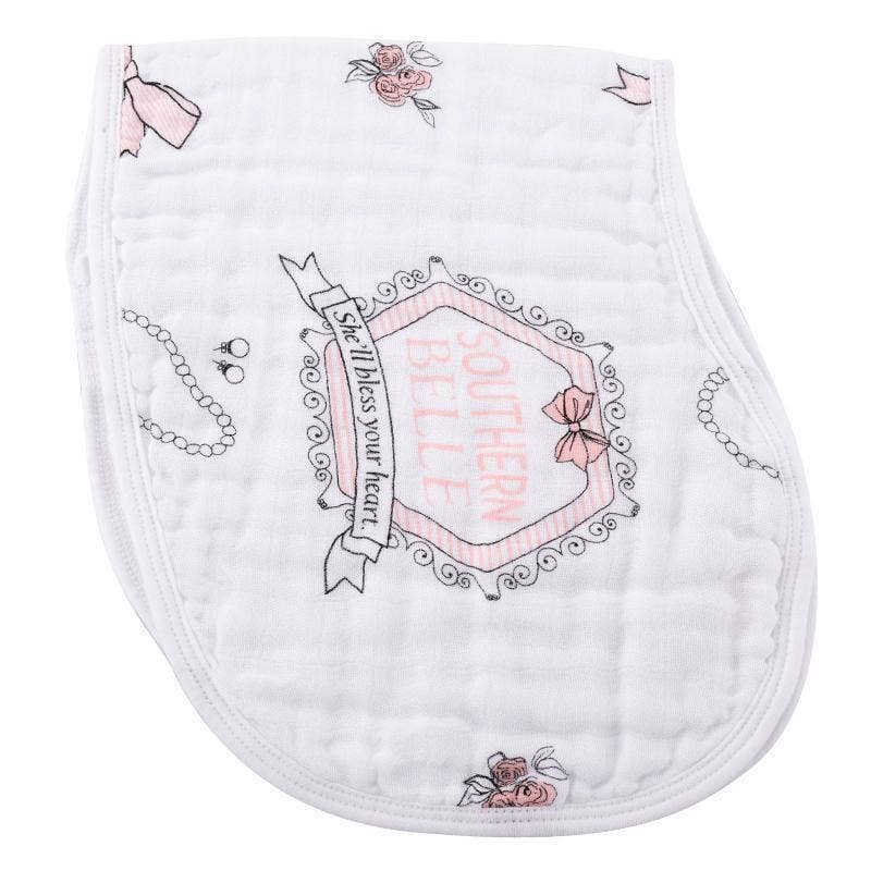 Southern Bell Baby Burp Cloth and Bib 2 in 1  Everyday Feeding Essential