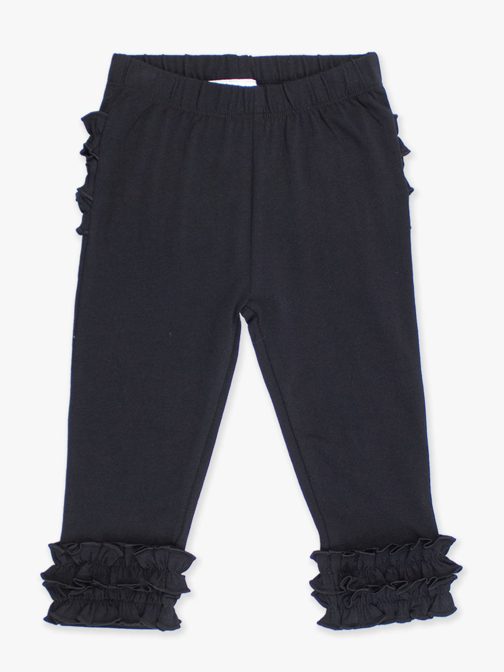 Girls Black Ruffle Leggings