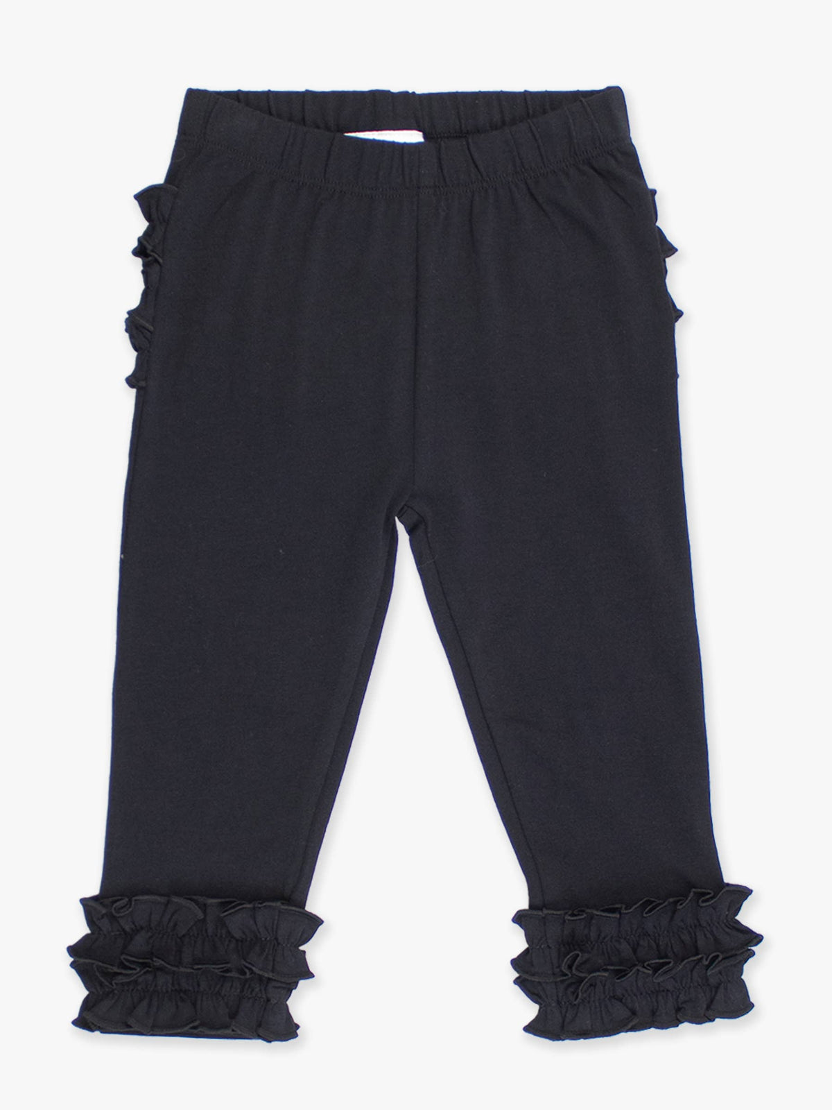 Girls Black Ruffle Leggings