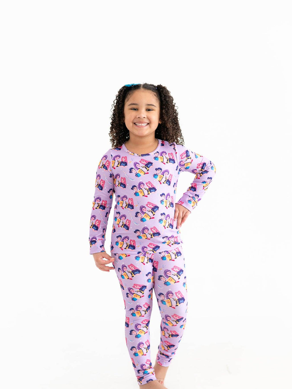 Girls Purple Print Long Sleeve Lounge Set