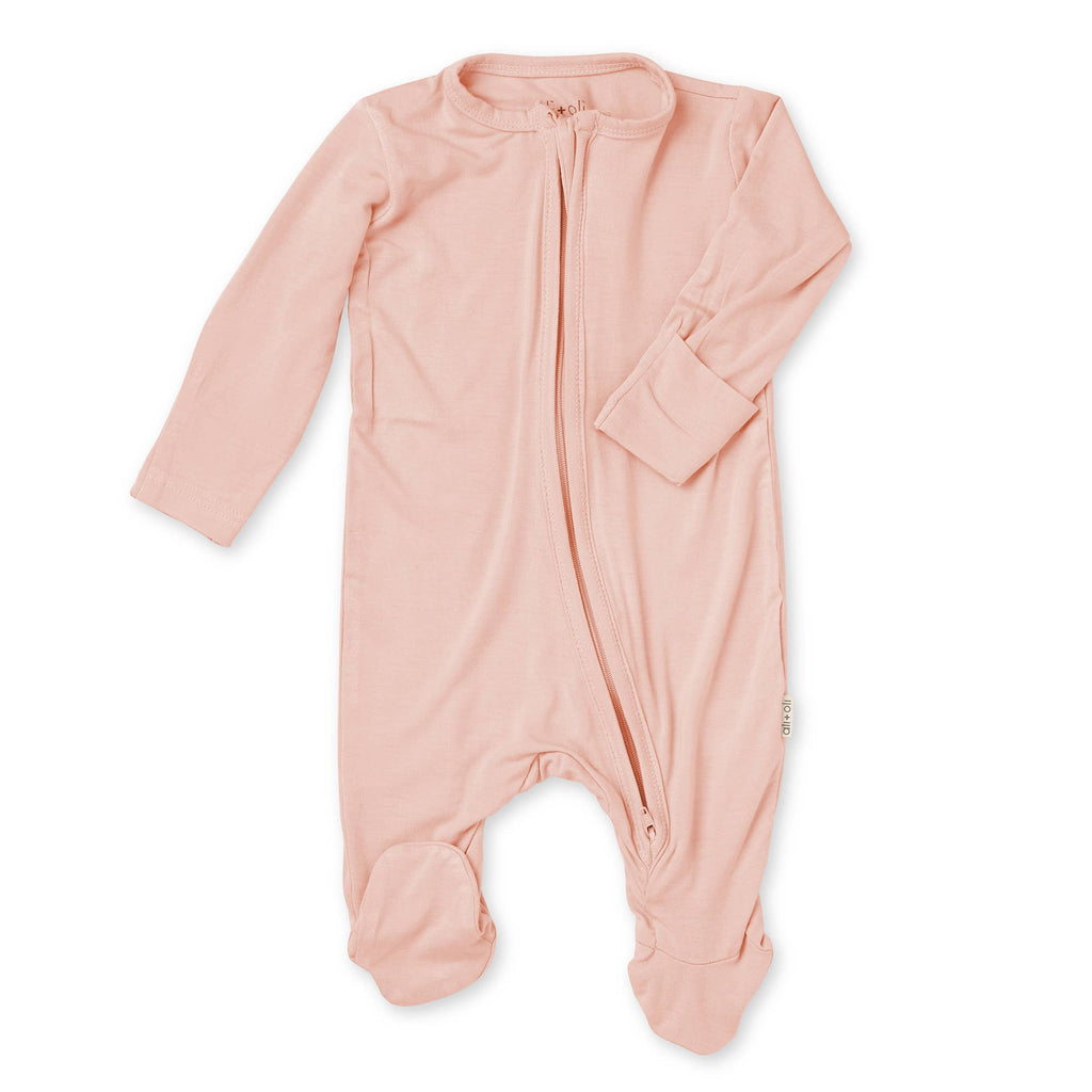 Baby Footie 2-Way Zipper – Bamboo Lounge Wear Rose