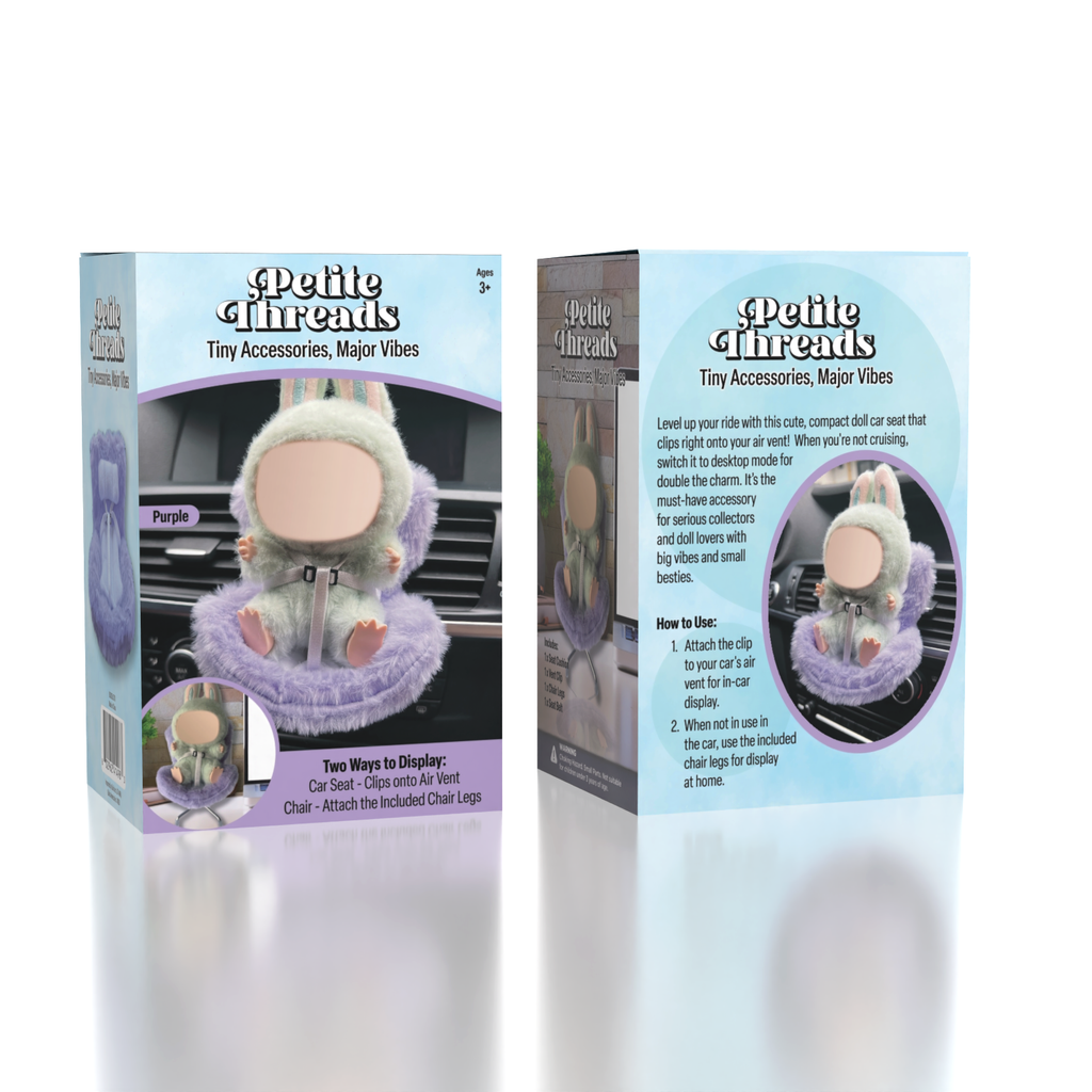 Mini Car Seat For Plush Dolls (1pc) Multiple Colors - Petite Threads