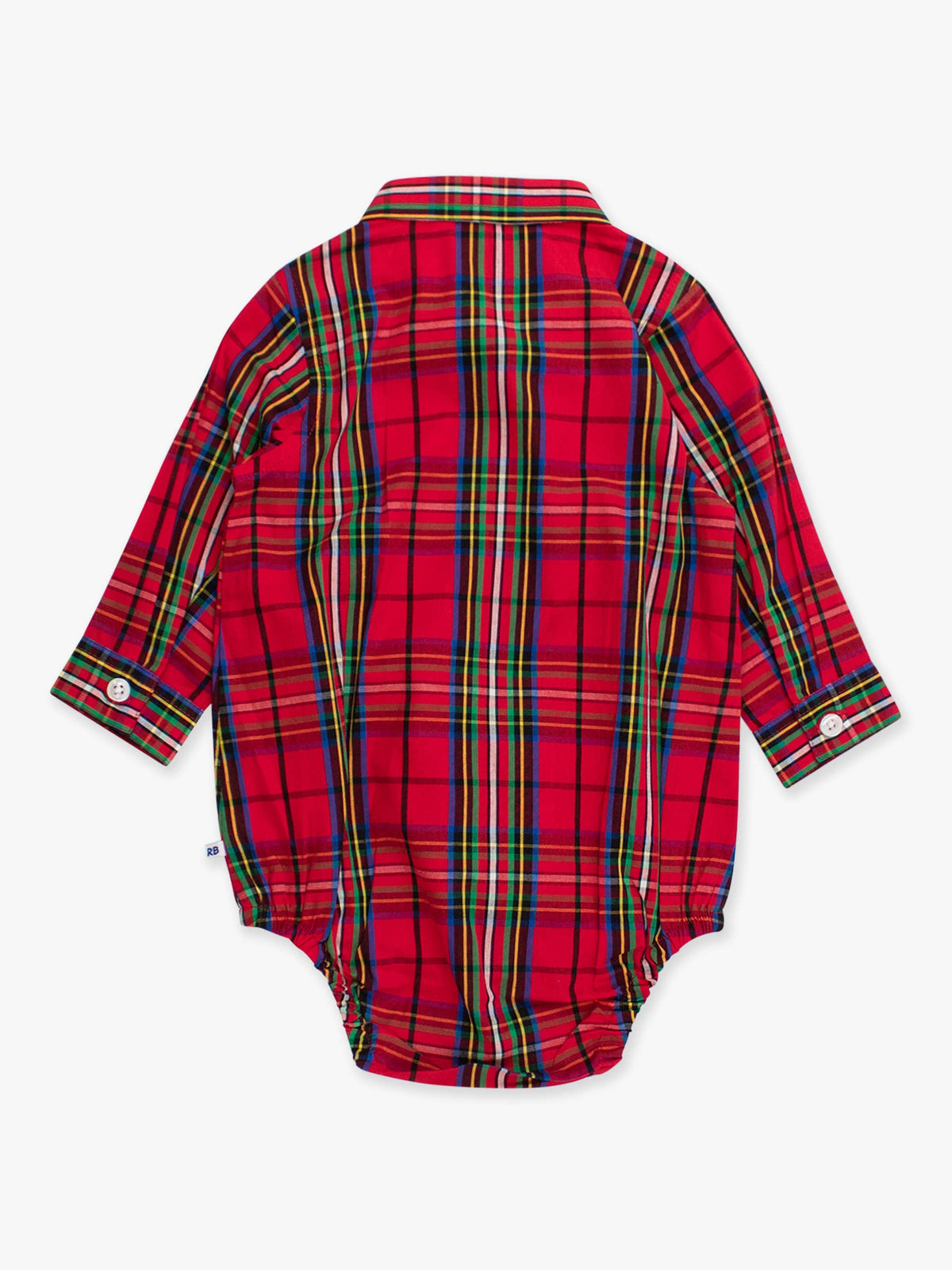 Baby Boys Red Nicholas Plaid Long Sleeve Button Down Bodysuit