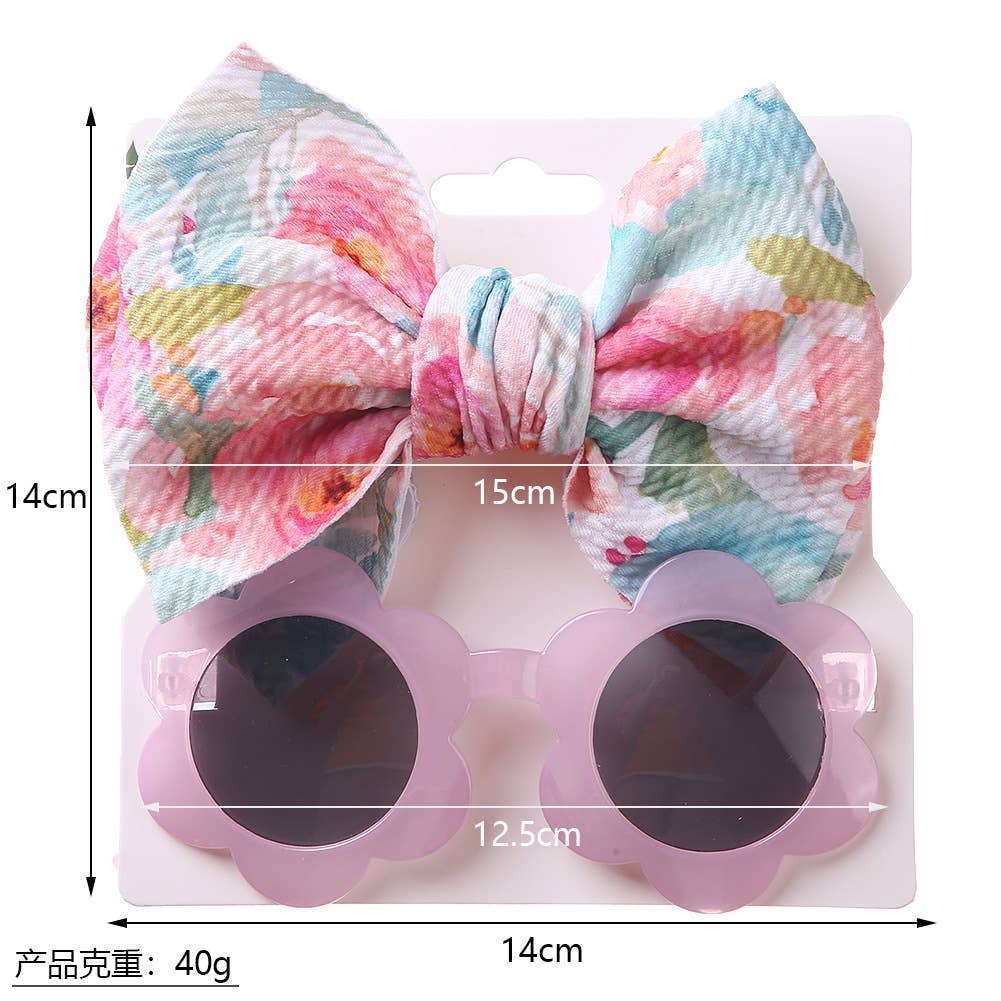 Baby Girl  Sunglasses and floral Headband 2pcs Set