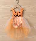 Orange Pumpkin Striped Tulle Skirt Romper Baby Girl Costume