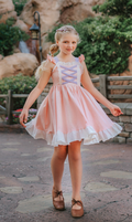 Girls Rapunzel cotton Princess everyday dress twirl pink