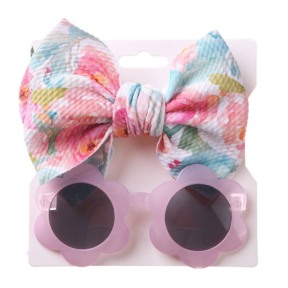 Baby Girl  Sunglasses and floral Headband 2pcs Set
