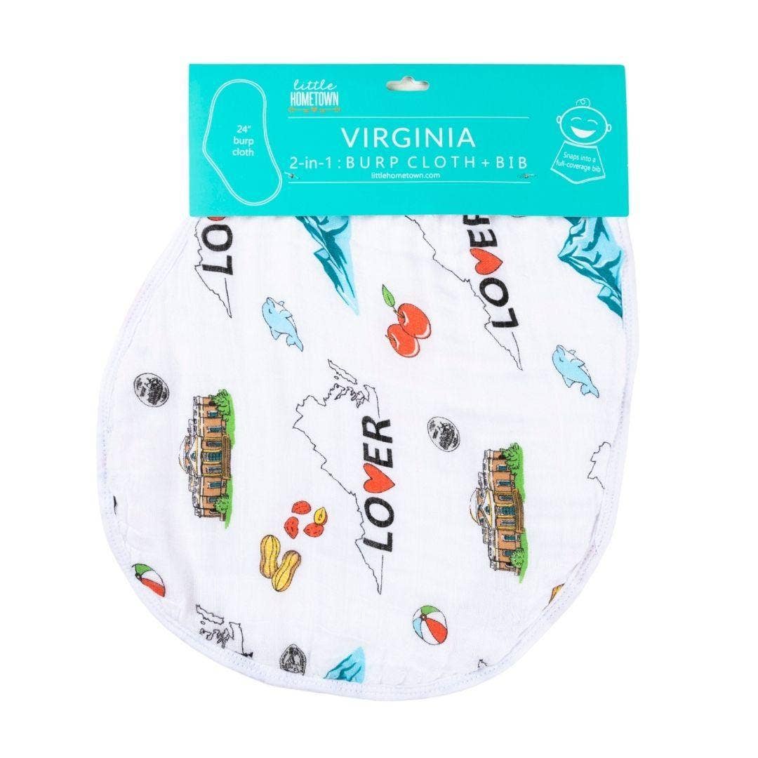 Virginia Baby Burp Cloth and Bib 2 in 1  Perfect Baby Shower Add On