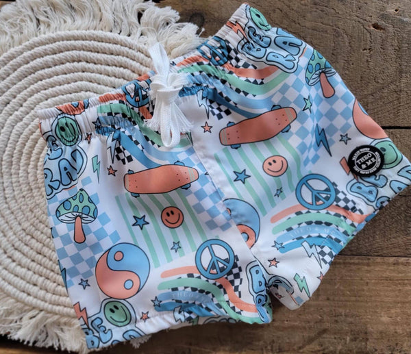 Boys Toddler Swim Trunks Swimsuit - Bright Colored Be Rad
